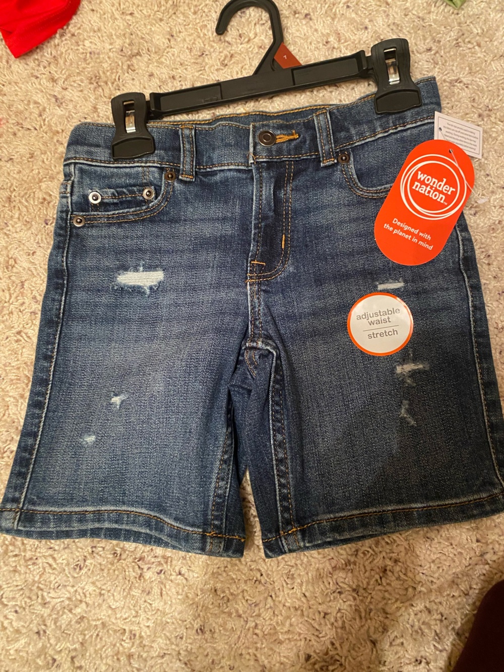 NWT wonder nation Blue Distressed Denim Shorts size 7 soft